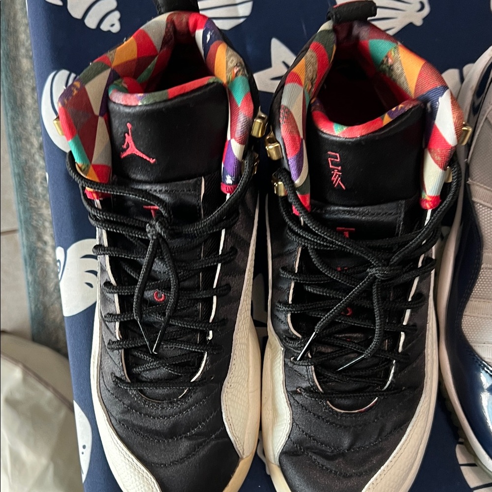 Jordan Navy and White High-Top Sneakers